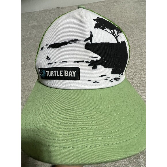 Turtle Bay Hat Adjustable Green Cap Adult Green And White SnapBack - Picture 1 of 9